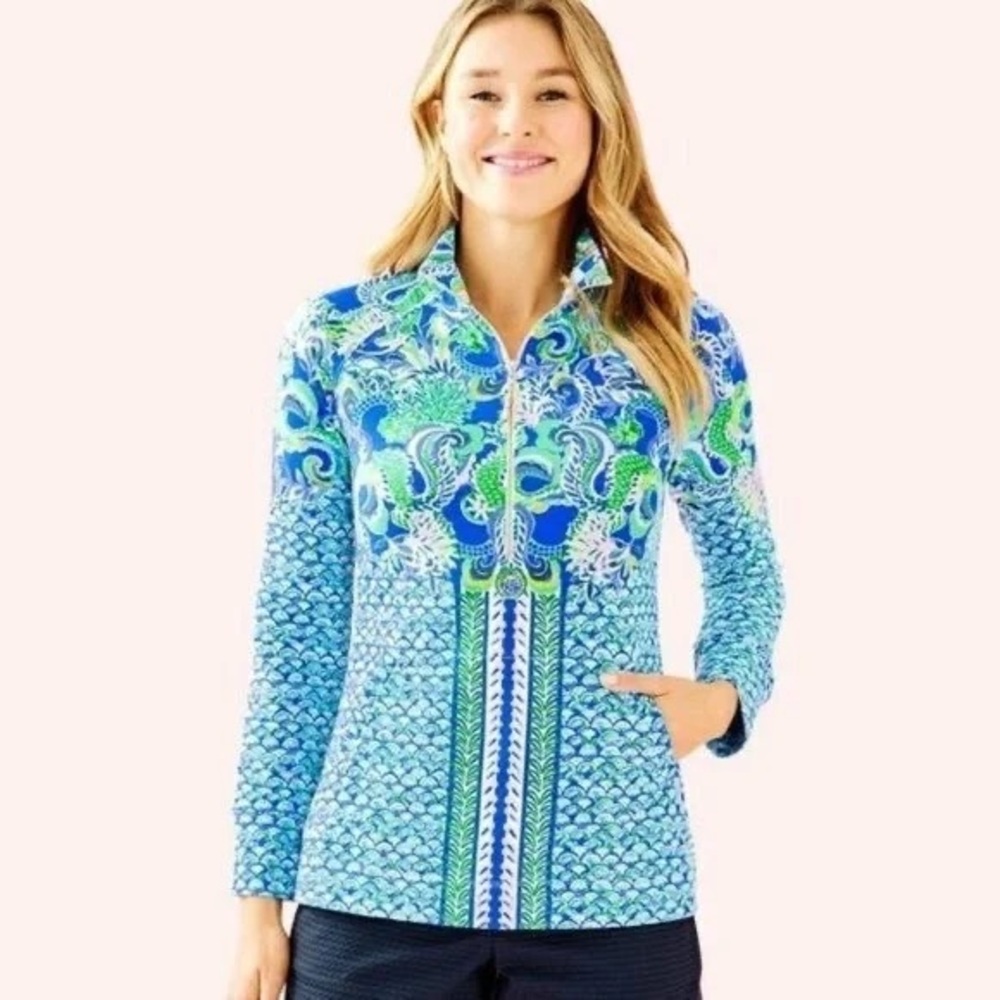 Lilly Pulitzer UPF 50+ Skipper Popover Blue Grotto Sirens & Spirit XL